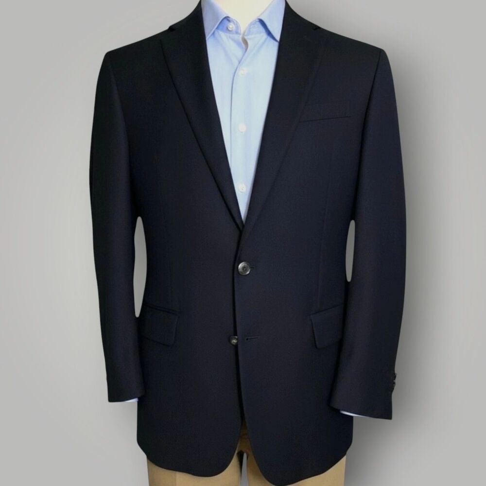 TOMMY HILFIGER Men’s 44R Navy Blazer Sport Coat 2-Button Suit Jacket Wool Blend
